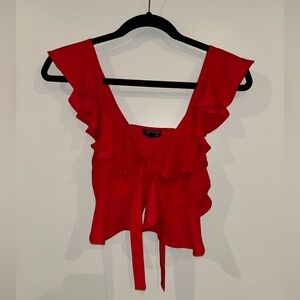 Topshop Red Ruffle Women's Top